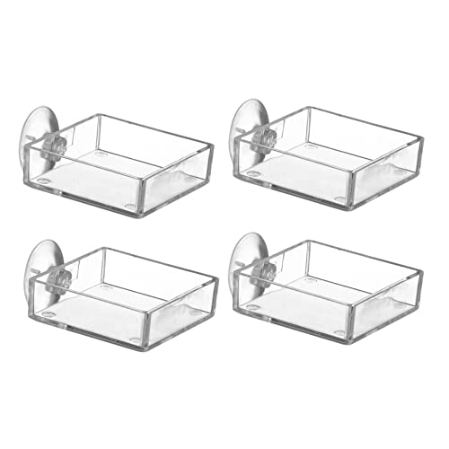Garneck 4 Stück Garnelen Futterschalen Aus Klarem Glas - Schwimmende Futterschalen Für Aquarien Mit Saugnapf - Ideal Für Reptilien Und Wasserbewohner Geschirr Tablett von Garneck