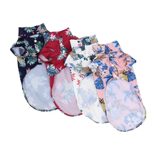 Garneck 4 Stück Hawaii Hemd für Atmungsaktive Sommerkleidung für Mittelgroße bis Große Haustiere Verschiedene Cooles Bequemes Shirt für Katzen von Garneck