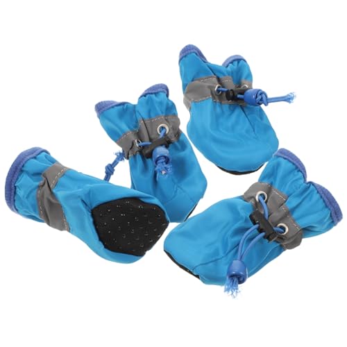 Garneck 4 Stück Hundestiefel Paws pfotenschutz hundeschuhe blueriiot The Blue Hundewanderschuhe Winterstiefel für Hunde klein Zubehör wasserdichte Hundelschuhe Hündchen Schuhe für Hunde von Garneck