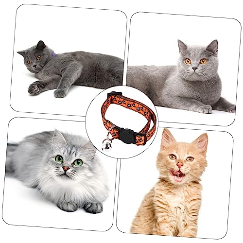 Garneck 4 Stück Katzen und Hundehalskragen mit Glocken Halloween Druck Kürbis und Design Zufällige Bequem für Haustiere für Partys und Anlässe von Garneck