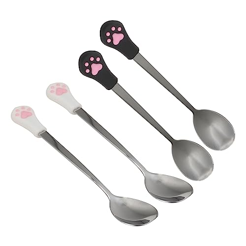Garneck 4 Stück Teiliges Hund und Katzenlöffel Pet Can Spoon mit Silikongriff für Haustierfutter rutschfest und Langlebig Geeignet für Nassfutter und Garneck 4 Stück Teiliges Hund und Katzenlöffel Pet Can Spoon mit Silikongriff für Haustierfutter rutschfest und Langlebig Geeignet für Nassfutter und von Garneck