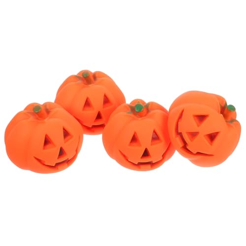 Garneck 4 Stück Teiliges Hundespielzeug Halloween Kürbis mit Quietscher Kleines Beißspielzeug zur Zahnpflege Langlebiges Kauspielzeug für Kleine Hunde zur Zahnreinigung und Beschäftigung von Garneck