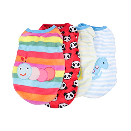 Garneck 4Stücke Teiliges Kleine Hundekleidung Flanell Weste Für Haustiere Warm Und Bequem Cartoon Design Für Panda Raupe Schaukelpferd Schnecke von Garneck