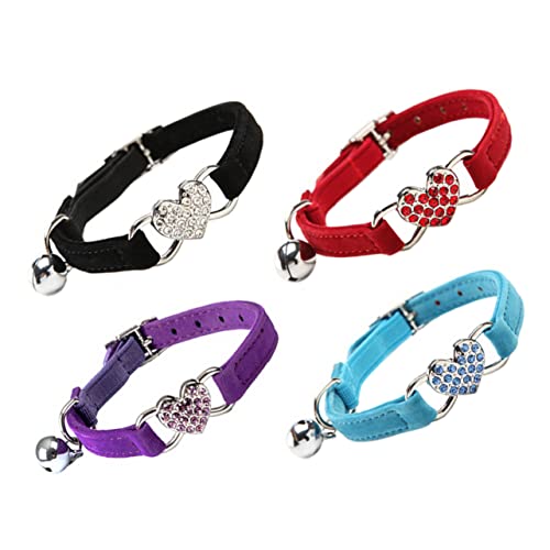Garneck 4stücke Verstellbares Katzenhalsband Im Herzmotiv Mit Glöckchen Und Strass in Zufälligen Farben Katzenliebhaber Stylisch Und Sicher Für Täglichen Gebrauch Garneck 4stücke Verstellbares Katzenhalsband Im Herzmotiv Mit Glöckchen Und Strass in Zufälligen Farben Katzenliebhaber Stylisch Und Sicher Für Täglichen Gebrauch von Garneck