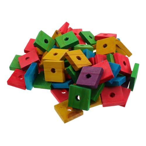 Garneck 50stücke Holz Papagei Kauen Spielzeug Vogel Beißen Spielzeug Papagei Zähne Schleifen Naturlicher Schnabelkürzung Fußmuskulatur Entwicklung Leuchtende Farben Sehsinne von Garneck