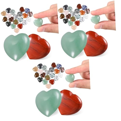 Garneck 3er-Sets Mit Kristallsteinen Dekorative Steine Klein Und Erlesen Herzförmige Steine ​​für Meditation Und Dekorative Zwecke 20 Stück * 3 von Garneck