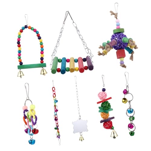 Garneck 8Stücke Papageienspielzeug Hängematte Schaukel Spiegel und Glocke Kauspielzeug für Gesundheit und Spielvergnügen für Papageien Garneck 8Stücke Papageienspielzeug Hängematte Schaukel Spiegel und Glocke Kauspielzeug für Gesundheit und Spielvergnügen für Papageien von Garneck