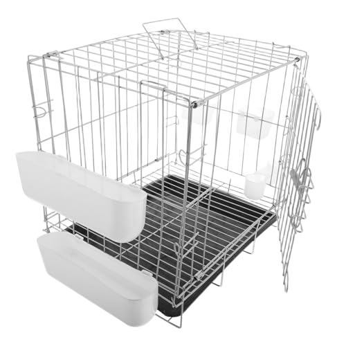 Garneck Edelstahl-vogelzuchtkäfige, Tauben-hängefutterspender, Faltbarer Vogelkäfig Mit Abnehmbarem Tablett, Papageien-trainingsfutterbox von Garneck
