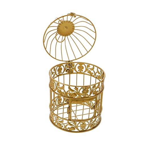 Garneck Goldener dekorativer Vogelkäfig Dekoration Vogelkäfig- Vogelkäfigverzierung hängend Ornamente Kunst bürodeko Office Decoration Blumenbehälter Handwerk aus Eisen für zu Hause von Garneck