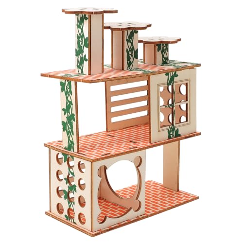 Garneck Großes Hamsterhaus aus Holz Mehrkammer Versteck für Kleintiere mit Rampe für Zwerghamster und Meerschweinchen Sicheres und Unterhaltsames für Haustiere von Garneck