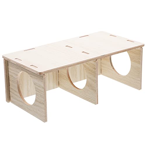 Garneck Hamsterversteck aus Holz mit mehreren Kammern mit Tunnel – gemütliches Hamsterhaus und Plattform für Kleintiere – Hamsterlebensraum und Erkundung für Mäuse und Hamster von Garneck