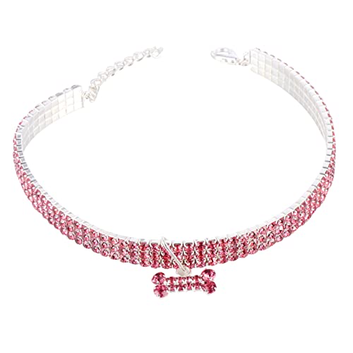 Garneck Haustierhalsband mit Strasssteinen Farben für Hunde kleines Welpenhalsband Hundehochzeitshalsband hundekragen hundehalstuch Dog Collars Haustier Hundehalsband Haustierbedarf Rosa von Garneck
