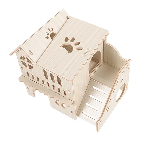 Garneck Holz Hamsterhaus mit Kletterleiter Zweistöckige Villa für Hamster Gemütliches Versteck für Kleine für Zwerghamster und Rennmäuse Langlebig Garneck Holz Hamsterhaus mit Kletterleiter Zweistöckige Villa für Hamster Gemütliches Versteck für Kleine für Zwerghamster und Rennmäuse Langlebig von Garneck