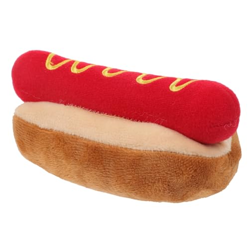 Garneck Hot-Dog-Puppe Hund quietscht Wurstspielzeug für Hunde Interactive Dog Toys hundekuscheltier Haustier quietschendes Simulationsspielzeug für Tiernahrung Plüsch rot von Garneck