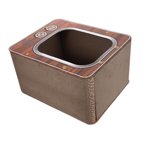 Garneck Kartonschaber Katzenbett Fernseher Design Kratzwürfel Katzenhöhle Indoor Kratzmöbel Spielplatz für Katzen Vielseitig Geeignet Mittlere Braun von Garneck
