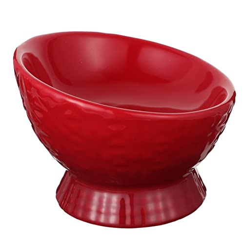 Garneck Keramiknapf für Haustiere Katze erhöhte Schüssel Fütterung Futternäpfe für Katzen Schüsseln Katzennäpfe pet Water Bowl pet Supplies cat Bowl Katzennapf Welpe Bogen rot von Garneck