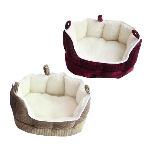 Garneck Kleintierbett für Haustiere Sofa und Schlafsack für Frettchen Kaninchen Meerschweinchen Hamster und Mäuse Kaffeefarbenes Hängematte Haus mit Reißverschluss für Gemütliche von Garneck