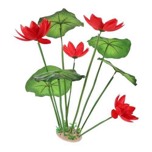 Garneck Künstliche Aquariumpflanzen Fischtankdekoration mit Lotusblumen Pflegeleichte Wasserpflanzen für Aquarien Künstliche Ozeanpflanzen für Kleine von Garneck