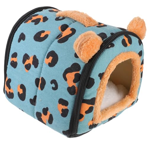 Garneck Kuscheliges Hamsterhaus aus Weichem Material Cartoon Design Warmes und Dekoratives Nest für Kleintiere für Hamster und Andere Kleine Haustiere Blauen Leopardenmuster von Garneck