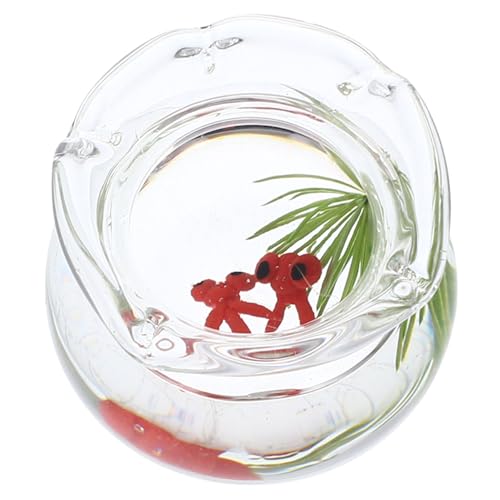 Garneck Mikro-Landschaftsmodell Fischtankdekor Figur Goldfischbecken Panzer LED Miniaturhausdekorationen Mini-Aquarium Dollhouse Fish Tank Kleine Fischschüssel Mini-Hausversorgung Harz rot von Garneck