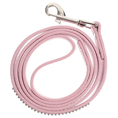 Garneck Pinke glitzernde Hundeleine – rosa Lederleine für kleine Hunde – stilvolles Diamant-Nieten-Design für Training und Spaziergänge, langlebig und strapazierfähig für den täglichen Gebrauch von Garneck