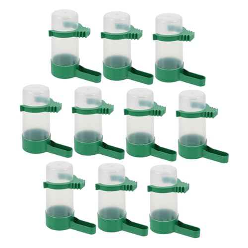 Garneck Vogel-Wasserspender aus Kunststoff, auslaufsicher, für Käfig, ideal für Sittiche, Tauben und kleine Vögel, Grün, 10 Stück von Garneck