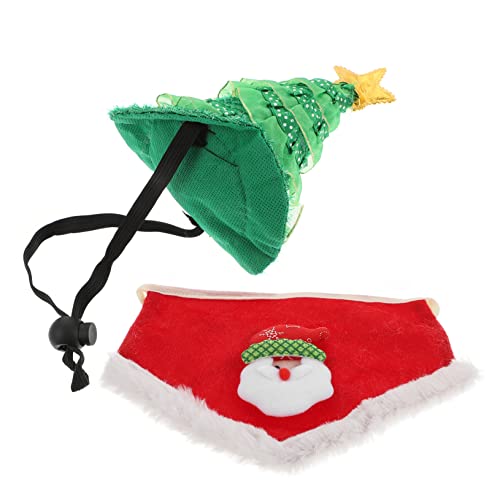 Garneck 1 Satz Haustier Weihnachtsmütze Hund Weihnachtsbandana Weihnachts-Haustier-Outfit Katzen-weihnachtsoutfit Hundeweihnachtskleid Welpen-Outfits Polyester Kopfbedeckung Weihnachtsbaum von Garneck