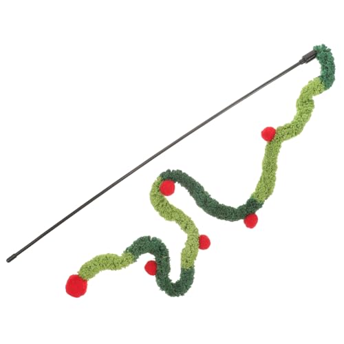 Garneck Weihnachtlicher Interaktiver Katzenangel mit Plüsch Teaser für Kätzchen Langlebiger Katzenteaser mit Langen Geräuschlosen Fäden für Spiel und Bewegung von Garneck