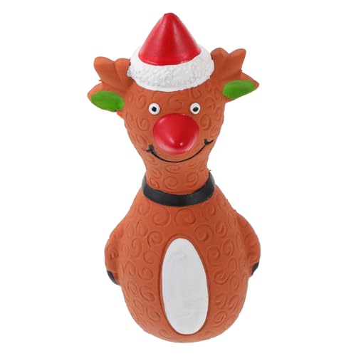 Garneck Weihnachtliches Quietschspielzeug für Hunde Kauspielzeug aus Latex im Rentierdesign Interaktiv und Langlebig für Festtage Intelligenz Ihrer Haustiere von Garneck
