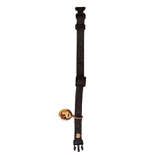Garneck für Haustier Haustiere Glocke klein für Halskette Kätzchenhalsband mit Glöckchen hundebar Dog The cat hundm catier pet Bell necklack Verstellbarer PU-Kragen Black von Garneck