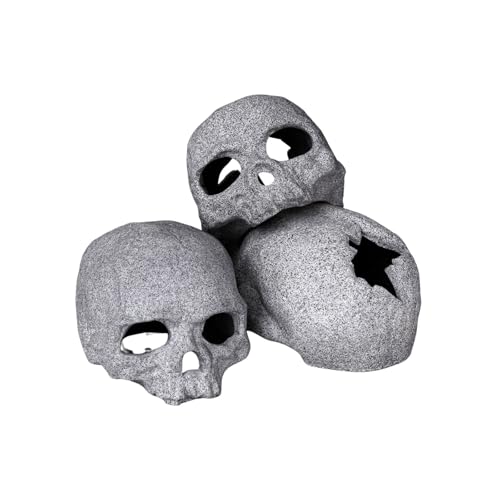 GRNLO Crusta Skull Aquarium Deko | Totenschädel-Versteck aus Keramik für Garnelen, Zwergkrebse & kleine Krabben | Hellgrau - 8,5 x 7,5 cm von Garnelio