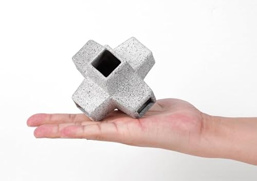 GRNLO Cube Shelter Aquarium Deko | Würfelförmige Keramik Höhle für Garnelen, Krebse & kleine Welse | Versteckplatz & Mooshalter | 10x10x10 cm naturgrau von Garnelio