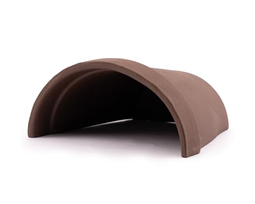 GRNLO Halber Blumentopf Groß | Aquarium Deko aus Naturkeramik | Versteck & Höhle für Garnelen, Krebse & Welse | Ideal zum Bepflanzen | 12,5 x 13,5 x 6,5 cm von Garnelio