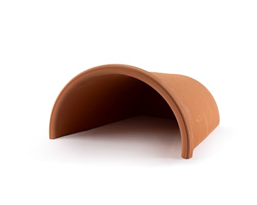 GRNLO Halber Blumentopf Höhle | Aquarium Deko aus Keramik | Rückzugsort für Garnelen, Krebse & kleine Welse | Ideal zum Bepflanzen | 24 x 22,5 x 13 cm von Garnelio