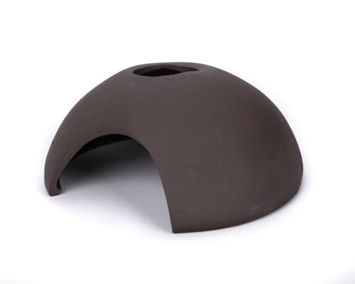 GRNLO Panorama Iglu Aquarium Deko | Keramik Höhle mit 2 Öffnungen | Versteck für Garnelen, Krebse & Krabben | Ideal zum bepflanzen | M: 12 x 4,8 cm - flach von Garnelio