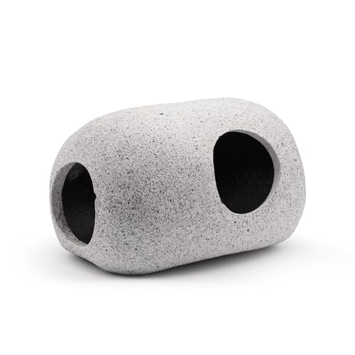 GRNLO Stein Höhle S | Aquarium Deko Höhle aus natürlicher Keramik | Rückzugsort für Garnelen, Welse, Krebse & Krabben | Natürlicher Brutplatz & bepflanzbar | 12 x 8,5 x 7 cm von Garnelio
