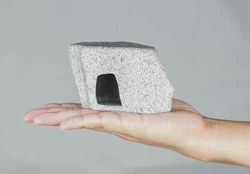 GRNLO Stone Cave L | Aquarium Deko & Versteck Höhle aus Keramik für Garnelen, Krebse & Welse | Naturgraue Rückzugshöhle mit Zwei Öffnungen | 12 x 8 x 7,5 cm von Garnelio