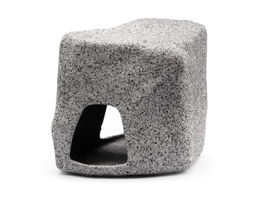 GRNLO Stone Cave M | Aquarium Deko Höhle aus Keramik mit Zwei Öffnungen | Rückzugsort für Garnelen, Krebse & Welse | Wasserneutral & mit Moos bepflanzbar | 8,5 x 6,5 x 6 cm von Garnelio