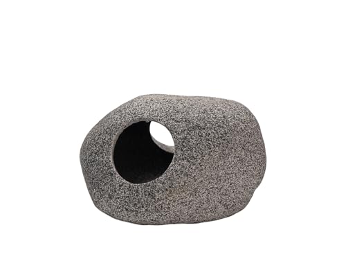 GRNLO StoneHome Grey | Aquarium Deko Höhle aus Grauer Keramik | Rückzugsort für Garnelen, Krebse & kleine Fische | Perfekt auch für kleine Aquarien | S: 9 x 6 x 6,5 cm von Garnelio