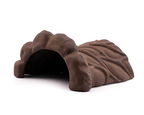 Garnelio GRNLO Massive Wurzelhöhle Klein | Aquarium & Terrarium Deko aus Keramik | Natürliche Baumstamm-Höhle | Versteck für Aquarien- & Terrarientiere | 18 x 16,5 x 9 cm von Garnelio