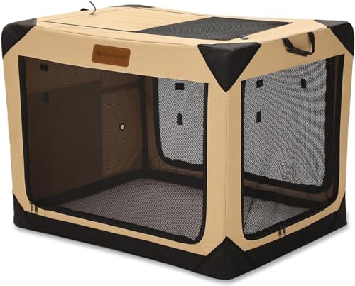 Garnpet 91,4 cm faltbare weiche Hundebox für große Hunde, 4-türig, faltbare Reise-Hundehütte mit robusten Netzfenstern für drinnen und draußen, tragbare Haustierbox, weiche Seite, Beige Garnpet 91,4 cm faltbare weiche Hundebox für große Hunde, 4-türig, faltbare Reise-Hundehütte mit robusten Netzfenstern für drinnen und draußen, tragbare Haustierbox, weiche Seite, Beige von Garnpet