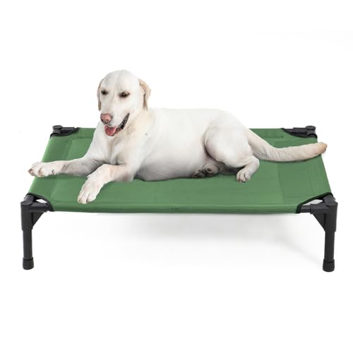 Garnpet Erhöhtes Hundebett für große Hunde – strapazierfähiges, recycelbares Netz, passend für bis zu 68 kg – drinnen und draußen, Grün Garnpet Erhöhtes Hundebett für große Hunde – strapazierfähiges, recycelbares Netz, passend für bis zu 68 kg – drinnen und draußen, Grün von Garnpet