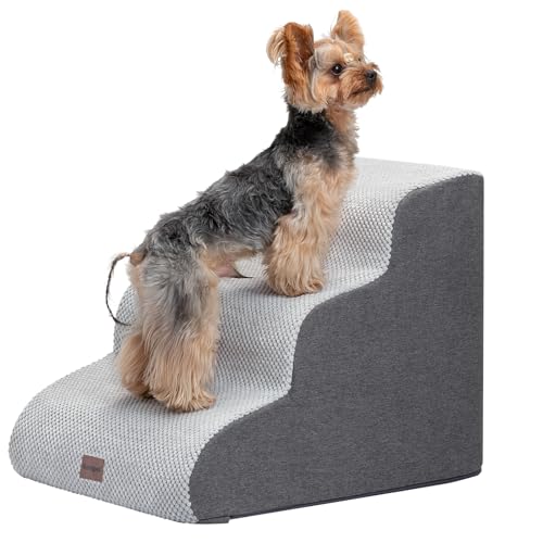 Garnpet Hundetreppe für Couch Sofa und Stuhl, 3-stufige Hundetreppe für kleine Hunde und Katzen, rutschfeste Indoor-Haustiertreppe, Hellgrau Garnpet Hundetreppe für Couch Sofa und Stuhl, 3-stufige Hundetreppe für kleine Hunde und Katzen, rutschfeste Indoor-Haustiertreppe, Hellgrau von Garnpet