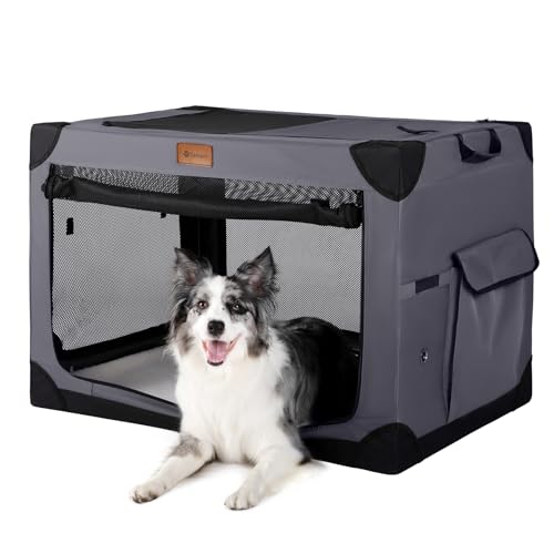 Garnpet Weiche Hundebox für große Hunde, 4 Türen Faltbare Faltbare Hundebox mit weichen Seiten, Indoor & Outdoor Reise Hundehütte, Dunkelgrau Garnpet Weiche Hundebox für große Hunde, 4 Türen Faltbare Faltbare Hundebox mit weichen Seiten, Indoor & Outdoor Reise Hundehütte, Dunkelgrau von Garnpet