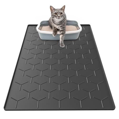 Garoopion Katzenklo Matte, 86x56cm Silikon Katzenstreu Matte Groß, Wasserdichte Katzenmatte Katzenklo Unterleger, Katzenstreumatte, Leicht zu Reinigen, Schwarz Garoopion Katzenklo Matte, 86x56cm Silikon Katzenstreu Matte Groß, Wasserdichte Katzenmatte Katzenklo Unterleger, Katzenstreumatte, Leicht zu Reinigen, Schwarz von Garoopion