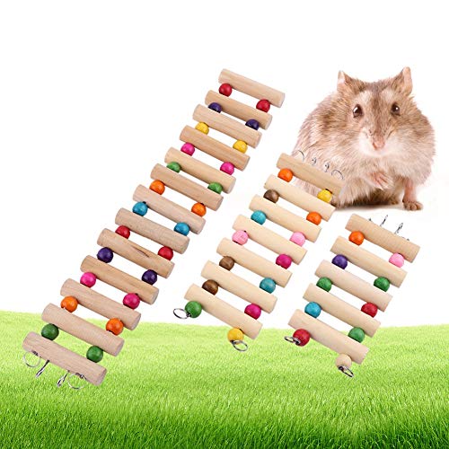 3 Größen Haustier Hängenden Holz Leiter Hamster Treppen Hängebrücke Schaukel Käfig Dekoration Spielzeug für Vogel Hamster Nagetier(M) von Garosa