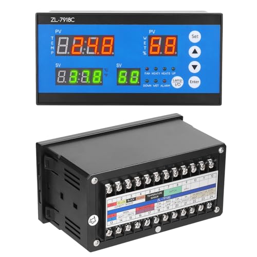 Eier-Inkubator-Controller, Intelligenter Temperatur- und Feuchtigkeitsregler, mit Hauptheizung, Zusatzheizung, Beleuchtung, Feuchtigkeitskontrolle, Umwälzventilator, Rechte Seite von Garosa