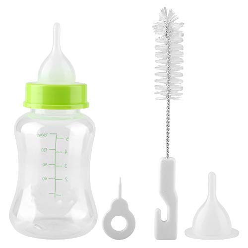 Garosa 4 Stücke Pet Nursing Bottle Feeder Kits mit Ersatznippel Reinigungsbürste Katze Babyflasche für Neugeborene Kätzchen Welpen Kaninchen Kleintiere (150 ML) von Garosa