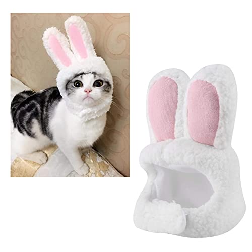 Garosa Bunny Hat Cat,Hasenhut für Katze, süßes Kostüm Hasenhasenhut mit Ohren für Katzen, kleine Hunde, Haustierhut Partykostüm von Garosa