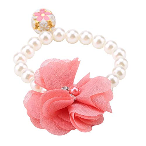 Garosa Pet Perle Blume Halskette Prinzessin Halskette Kragen zubehör für welpen Dekoration (Pink) von Garosa